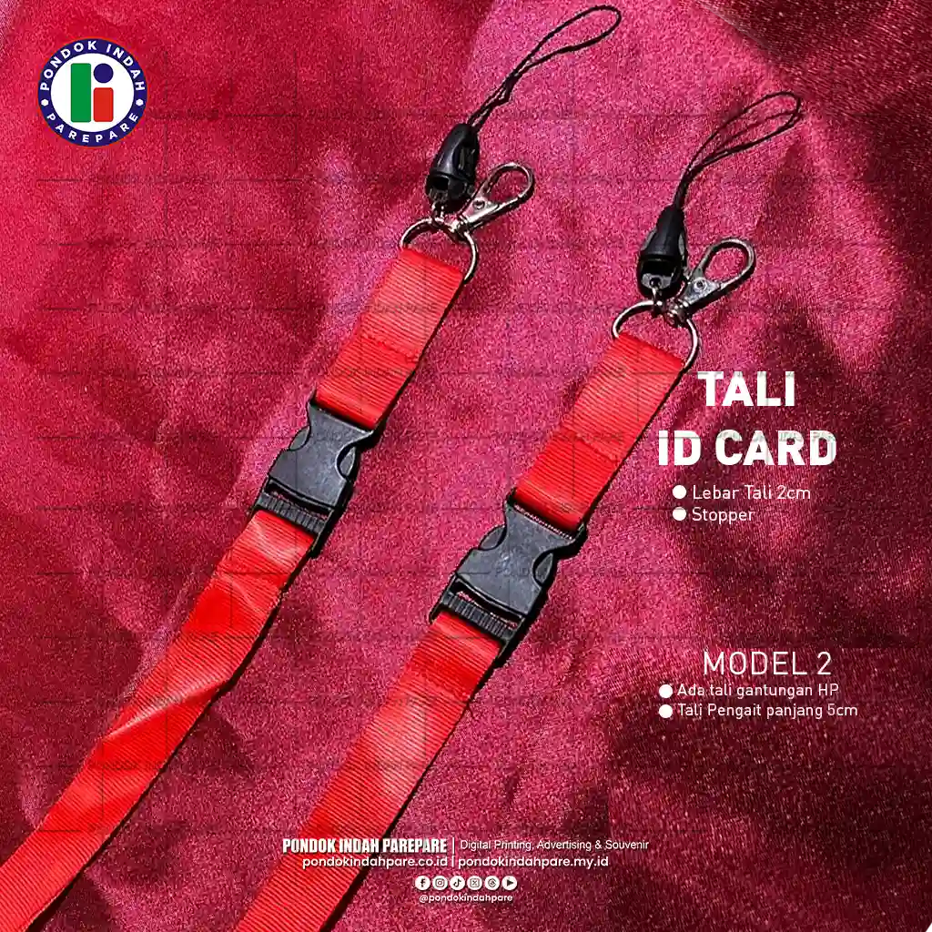 Foto Produk Tali Gantungan ID Card Bahan Nylon 2cm dilengkapi Tali Gantungan HP | Pondok Indah Parepare