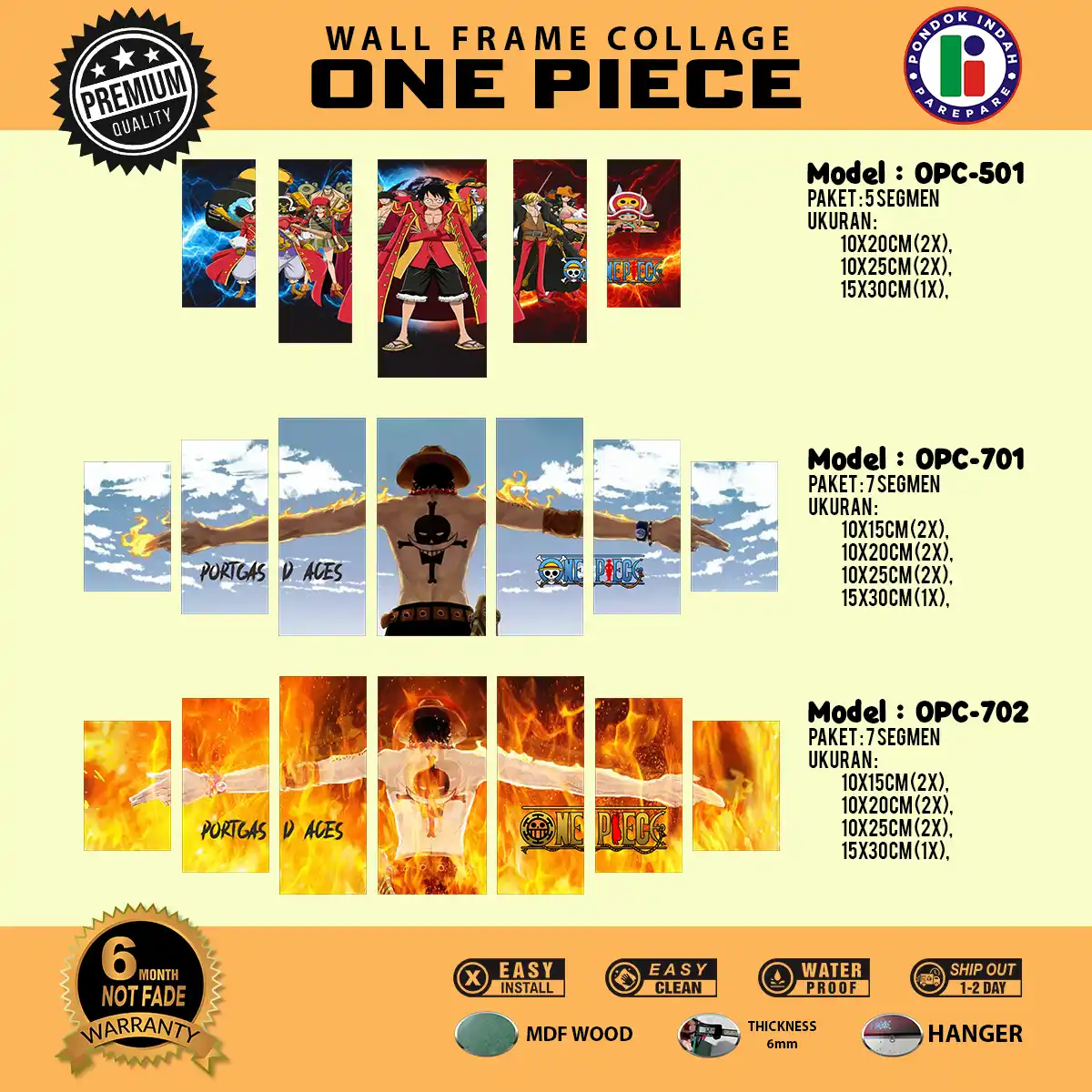 Wall Frame One Piece Kolase kataloq 501-702 | Percetakan Pondok Indah Parepare