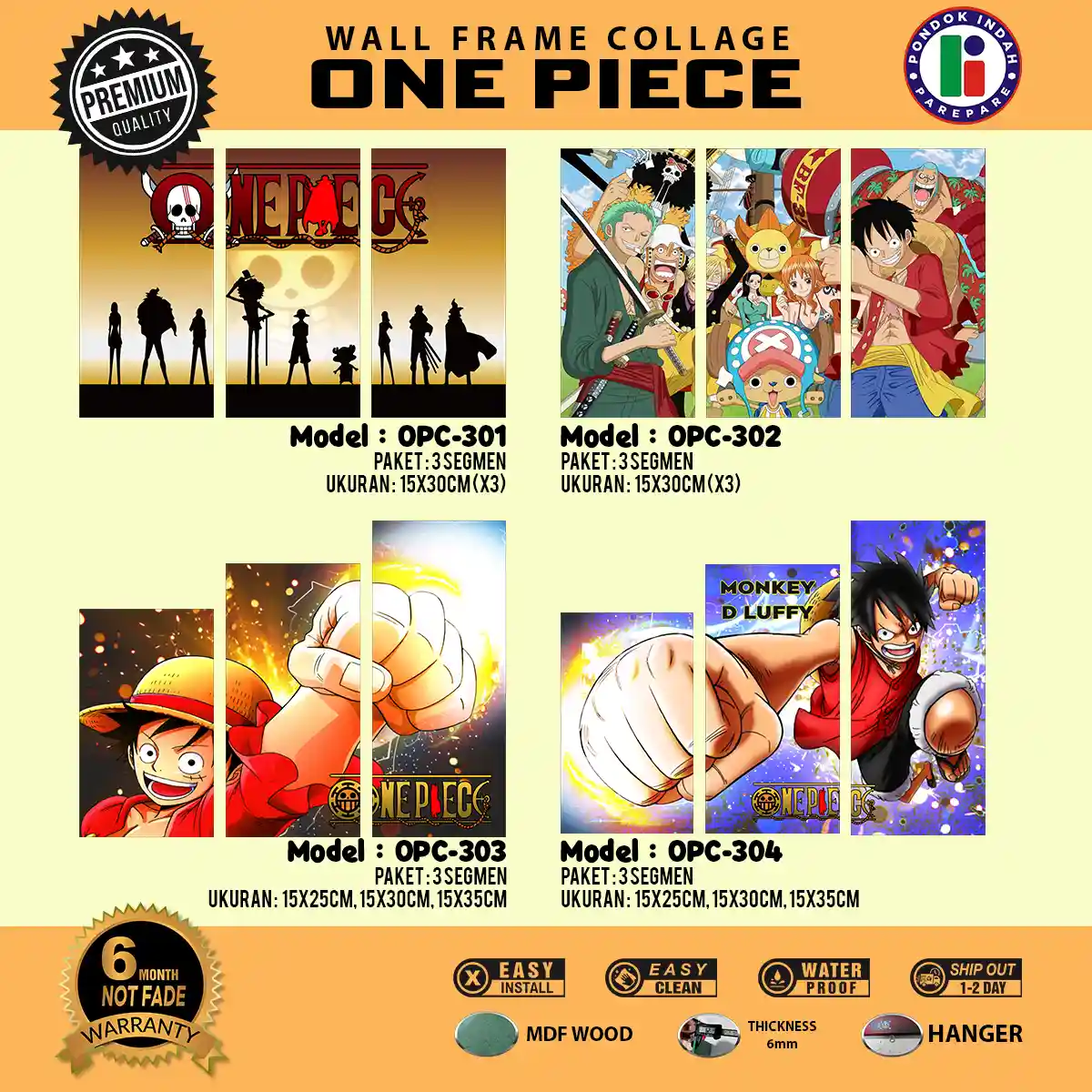 Wall Frame One Piece Kolase kataloq 301-304 | Percetakan Pondok Indah Parepare