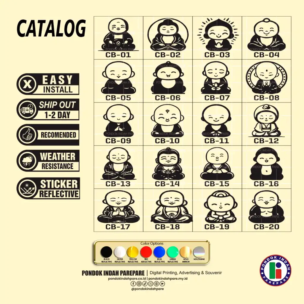 Sticker Cute Buddha Warna Catalog | Percetakan Pondok Indah Parepare