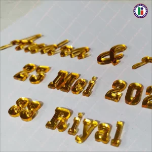 Huruf Cutting Akrilik Mirror Gold