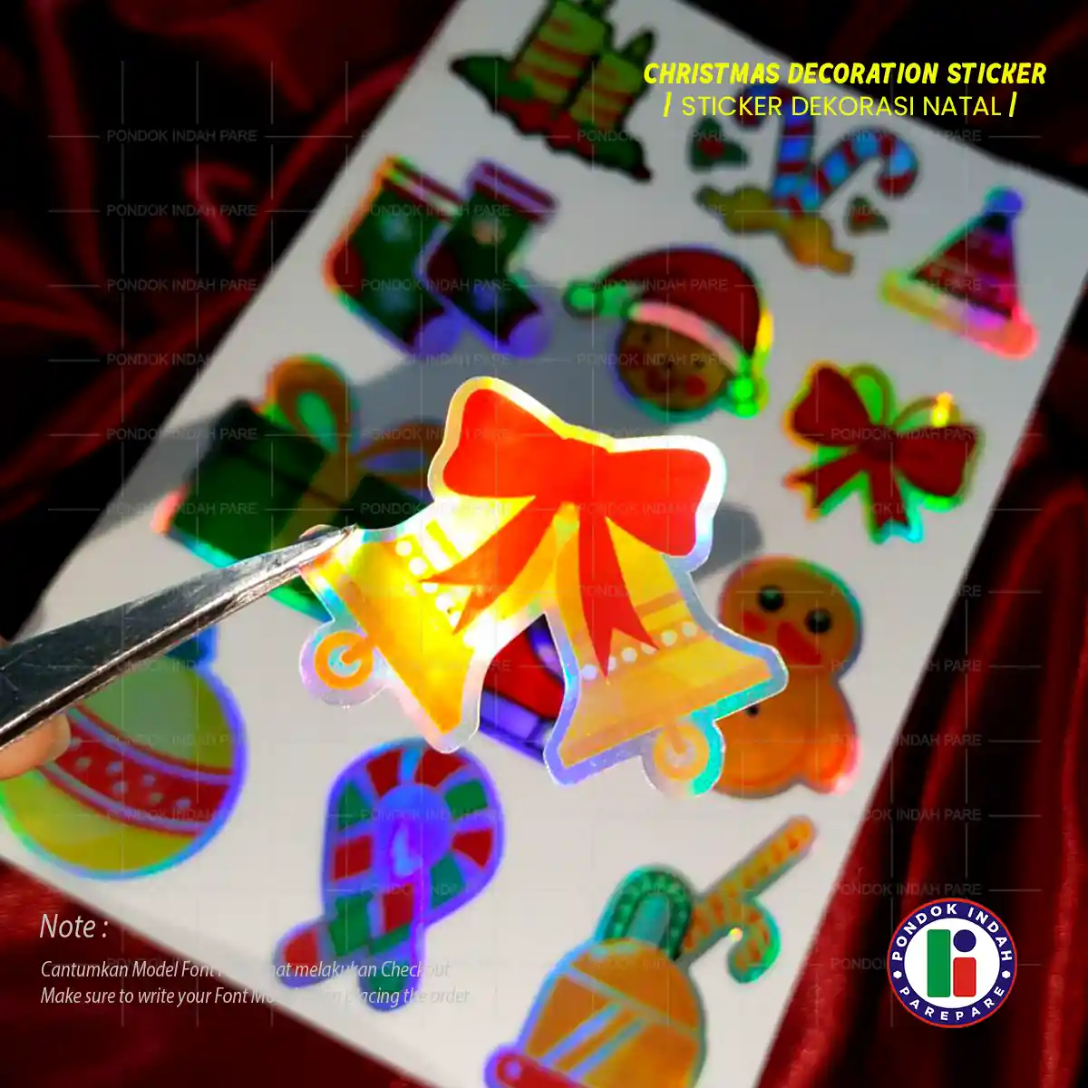 sample sticker cutting Sticker Deco Natal bahan Hologram Produksi Pondok Indah Parepare